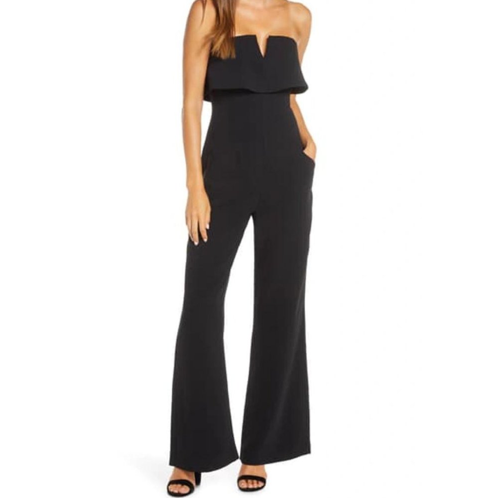 Adelyn Rae Black Strapless Jumpsuit